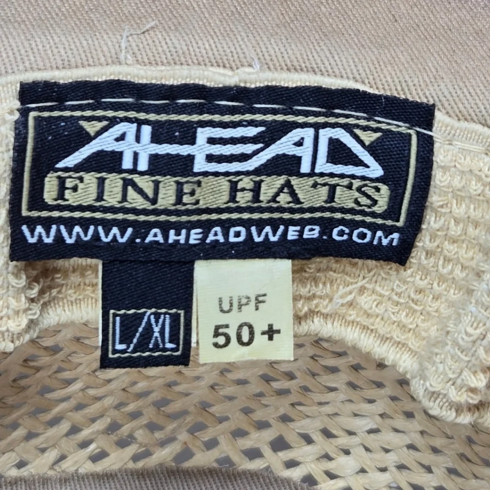 AHead Beige Straw Golf Hat Resortwear Travel SPF 50 - Picture 6 of 7